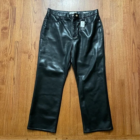 NWT Frame Le Jane Faux Leather Crop Pants in black size 32 Women